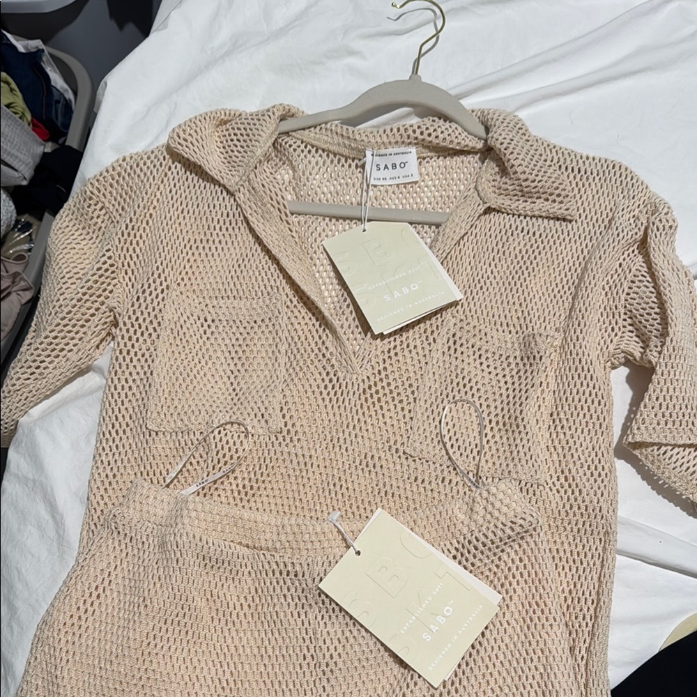 Sabo Cream Knit top and bottom coverup